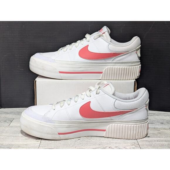 Nike Court Legacy Lift Women's Size US 9.5 White/Coral Chalk DM7590-102 - Picture 3 of 8